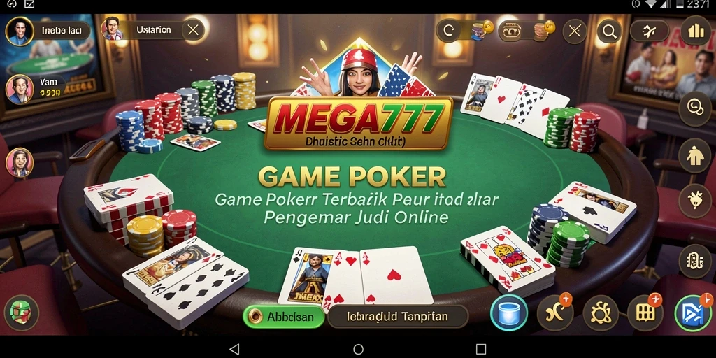 Screenshot gameplay Poker di MEGA777 yang menegangkan dan seru.