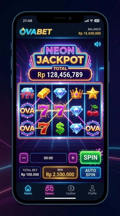 Tampilan aplikasi ovabet yang sederhana dan intuitif.
